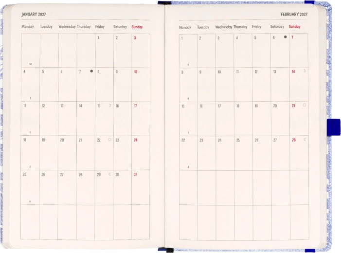 Calendario mensual claro con espacio para notas