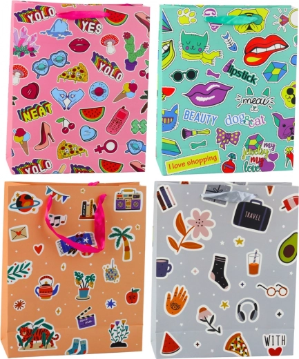 Bolsa de regalo con pegatinas de colores 32 × 26 × 12 cm