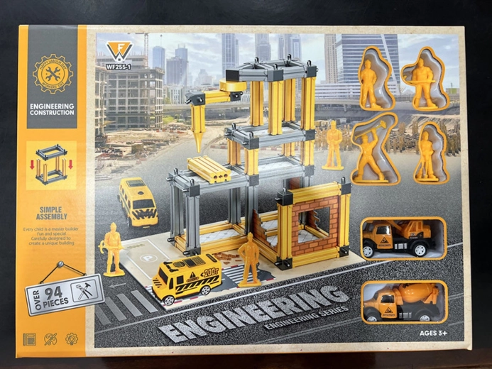 Set de construcción de garaje y obra con accesorios y figuras