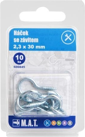 Gancho roscado 30 × 2,3 mm, galvanizado (10 uds)