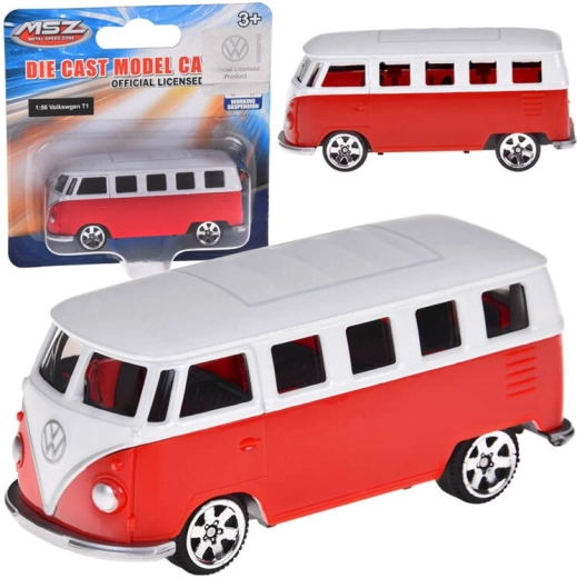 Modelo metálico VOLKSWAGEN T1 1:56 rojo-blanco