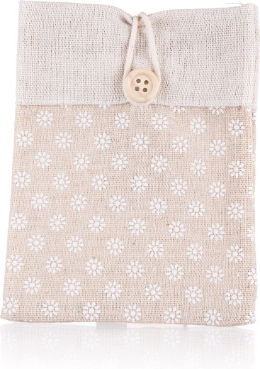 Bolsa decorativa de algodón Nature con motivo floral 10,5 × 14 cm, marrón claro