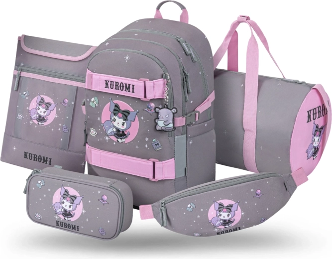 Set escolar de 5 piezas Baagl Skate Kuromi Grey