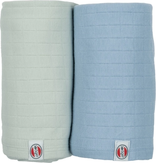 Lodger swaddler solid de algodón orgánico 110 × 110 cm Peppermint/Blue fogg (2 uds)