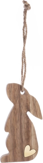 Decoración colgante de madera conejo marrón 10 cm
