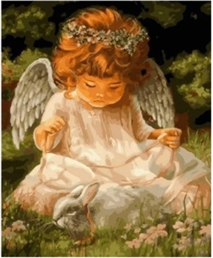 Norimpex Pintura por números Ángel santo con conejo 40 × 50 cm