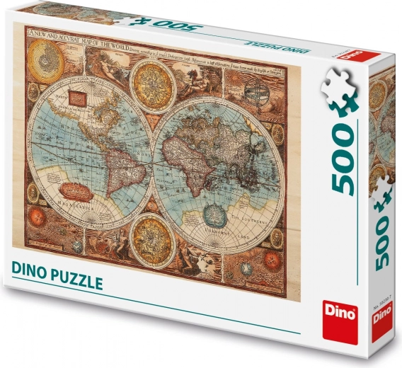 Dino Puzzle mapa antigua del mundo - 500 piezas