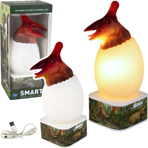 Lámpara LED nocturna de un pterosaurio en un huevo con carga USB
