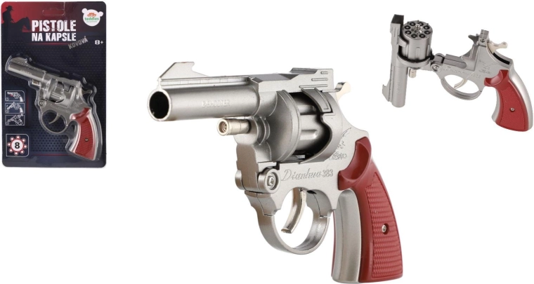 pistola metálica de cápsulas de 8 disparos, 18 cm
