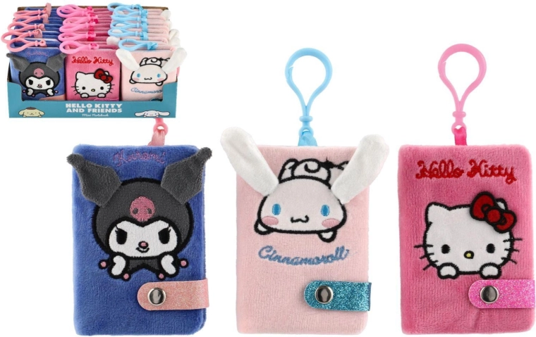 Mini cuaderno de peluche con colgante, 3 diseños - 1 unidad