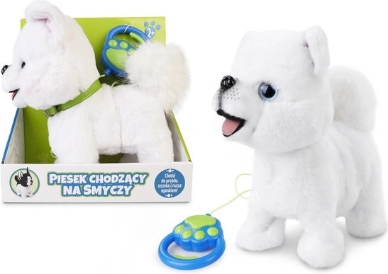 Perrito de peluche caminante con correa