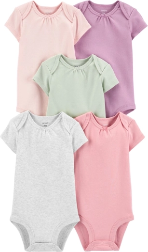 Body para niña Carter's de manga corta monochromatic, 5 uds., talla 56 (NB)