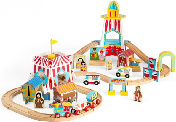 Vía de tren de madera "Feria Divertida"