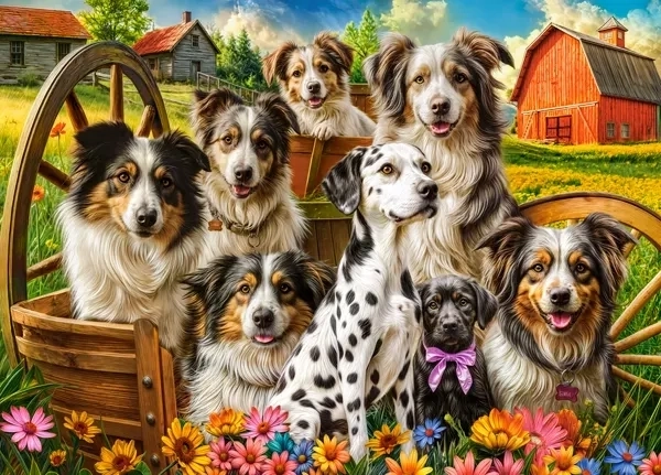 Puzzle perros felices en el campo 260 piezas