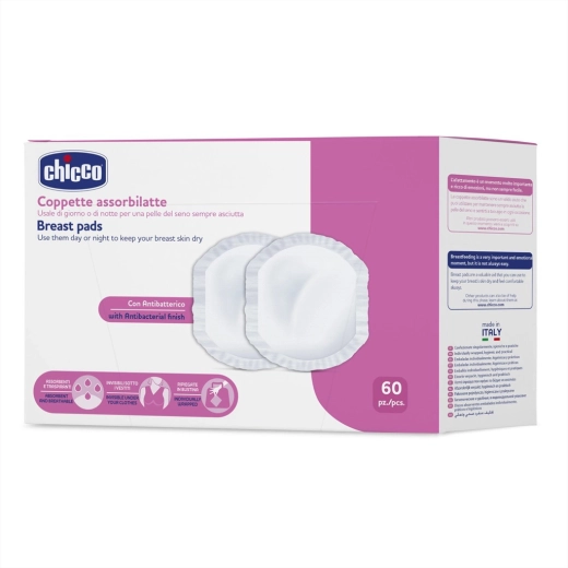 Discos absorbentes antibacterianos para sujetador Chicco 60 uds