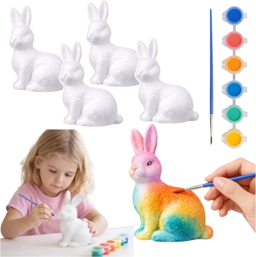 Conejitos de poliestireno para pintar con pinturas de Pascua - 4 unidades