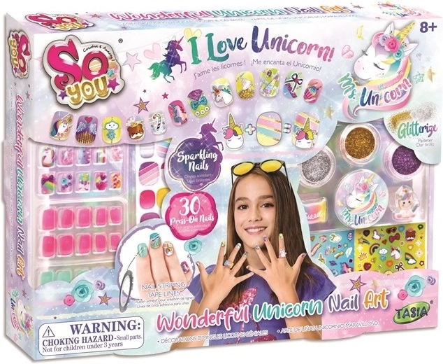 Uñas adhesivas con motivo de unicornio TASIA