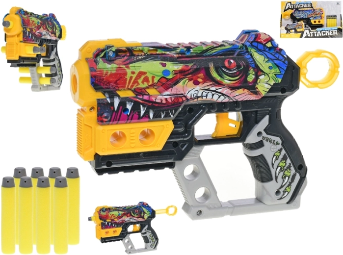 Pistola de dardos de espuma 22,5 cm – dino o graffiti
