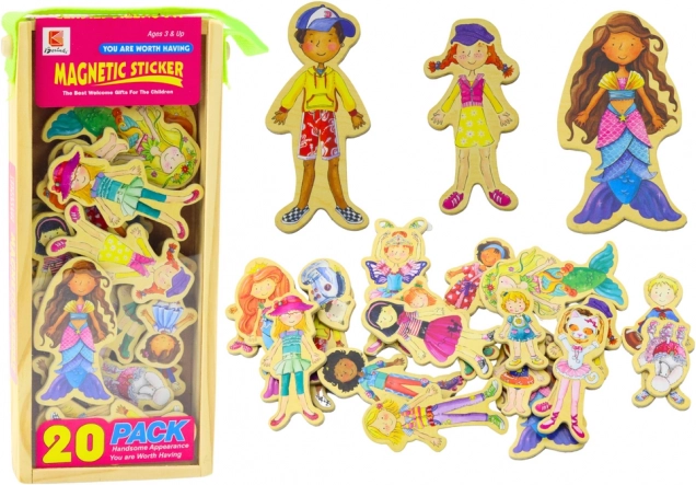 Figuras magnéticas de madera con disfraces coloridos, 20 uds.