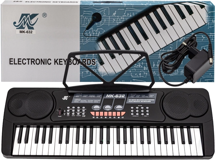 Teclado electrónico infantil MK-632 54 teclas con micrófono y adaptador de corriente