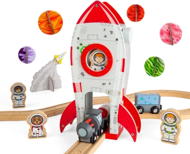 Bigjigs Rail cohete espacial – túnel de madera para vía de tren