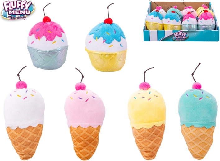Juguetes de peluche Fluffy Menu: helado y cupcake