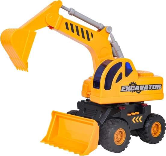 Excavadora con neumáticos de goma y cabina giratoria