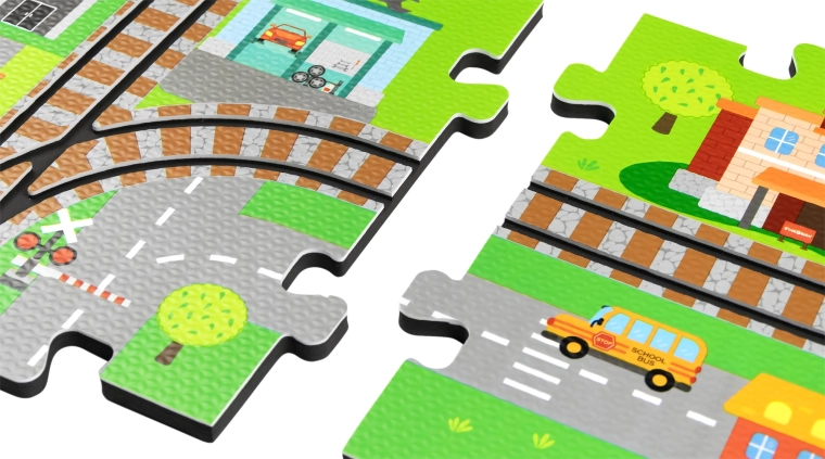 Ciudad 3D de espuma con vías