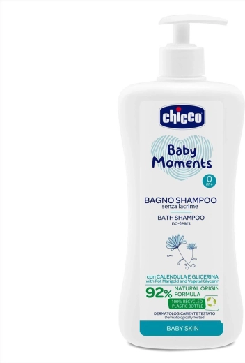 Gel de ducha Chicco Baby Moments 2 en 1 para cabello y cuerpo con dosificador, 750 ml