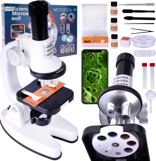 Microscopio digital LED1200: kit científico infantil con accesorios