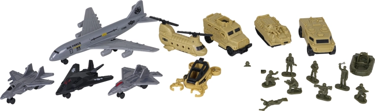 Abundantes accesorios para escenarios militares propios