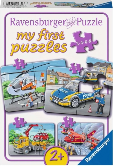 Ravensburger mis primeros puzles – vehículos de emergencia 4 en 1 (2–8 piezas)