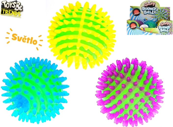Pelota saltarina luminosa con pinchos suaves 9 cm