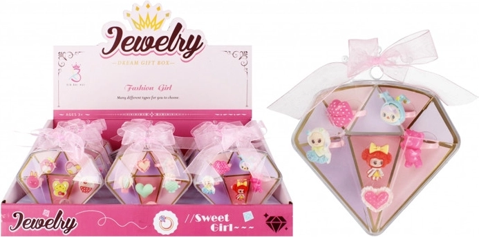 Set infantil de anillos con motivo de diamante