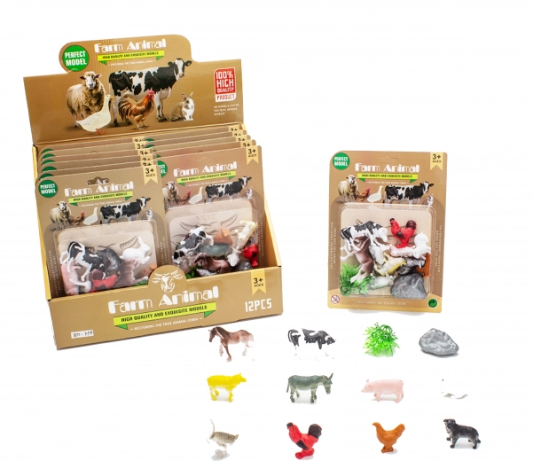 Set de figuras Animales de granja 12 uds