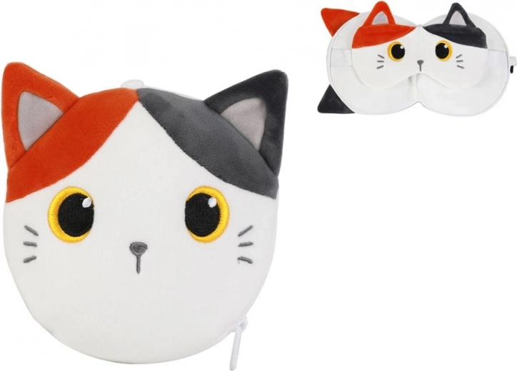 Almohada de viaje con máscara gato naranja