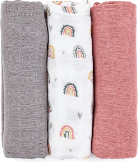 Petite&Mars set de pañales de muselina de bambú Moussy grey planes 3 uds 68 × 68 cm