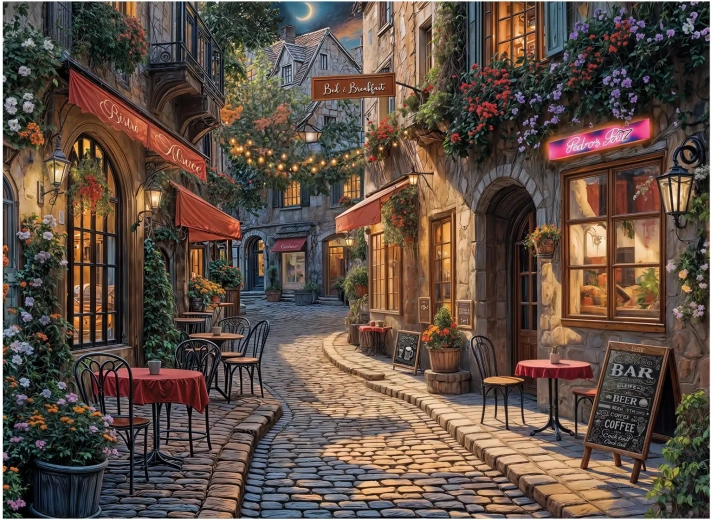 Puzzle Calle de bares de 1000 piezas