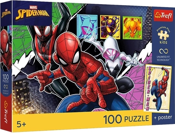 Trefl Puzzle Premium Plus Kids Spiderman: Valentía, 100 piezas