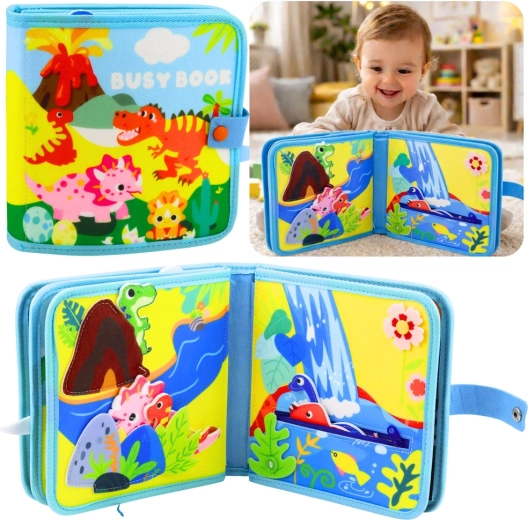 Libro sensorial de fieltro de dinosaurios – quiet book educativo para niños