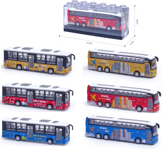 Modelo metálico de autobús escolar 1:64 con puertas abatibles