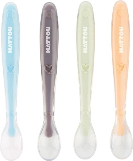 Cucharitas de silicona NATTOU con punta blanda, set de 4 uds.