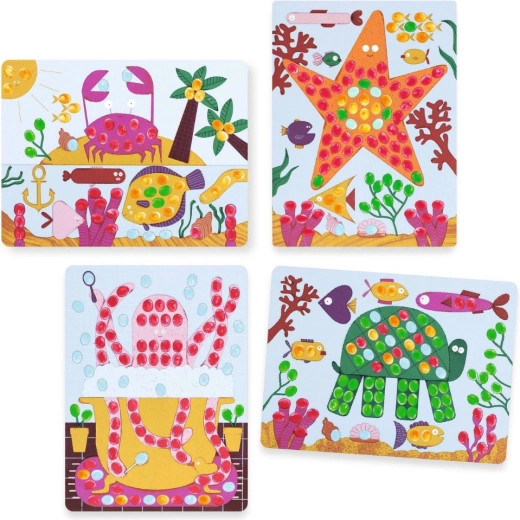 Dibujos marinos llenos de puntos de colores