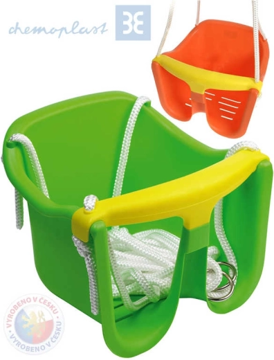 Chemoplast columpio infantil colgante tipo concha con barrera de seguridad (plástico) - 1 pieza