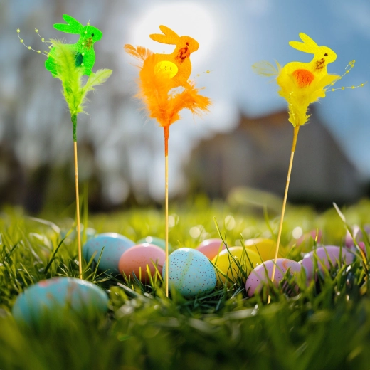 Decoración de Pascua para pinchar en maceta con conejito, 3 diseños - 1 unidad