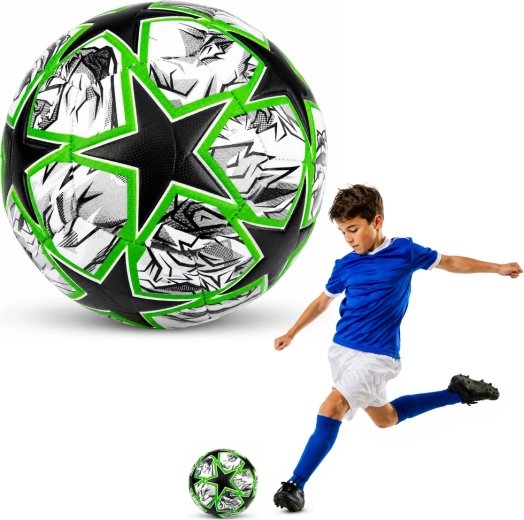 Balón de fútbol de entrenamiento talla 5, negro-verde, 22 cm