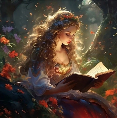 Mosaico de diamantes - princesa con un libro