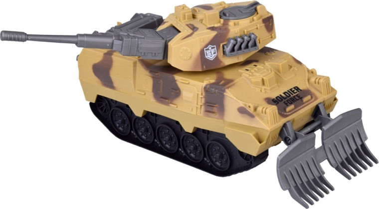 Tanque con torreta giratoria y hoja topadora