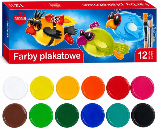 Pinturas de témpera escolares MONA 12 colores 20 ml