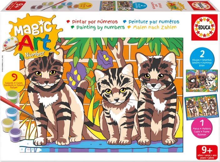 Pintar por números: gatitos y cachorros EDUCA
